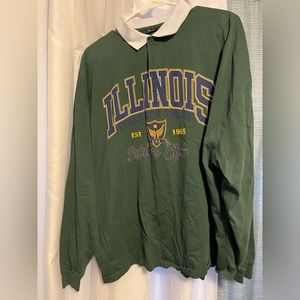 ASOS DESIGN oversized long sleeve cut & sew polo shirt with varsity print